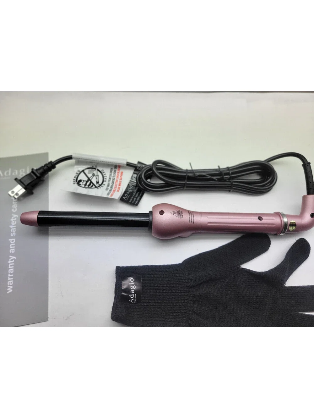 Adagio 19MM Clipless Curling Wand Tourmaline infused Ceramic Pink  **NWOB**